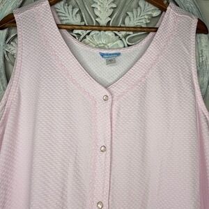 Basic Editions Pink Textured Knit Sleeveless Button Front Duster Robe 2X Pockets